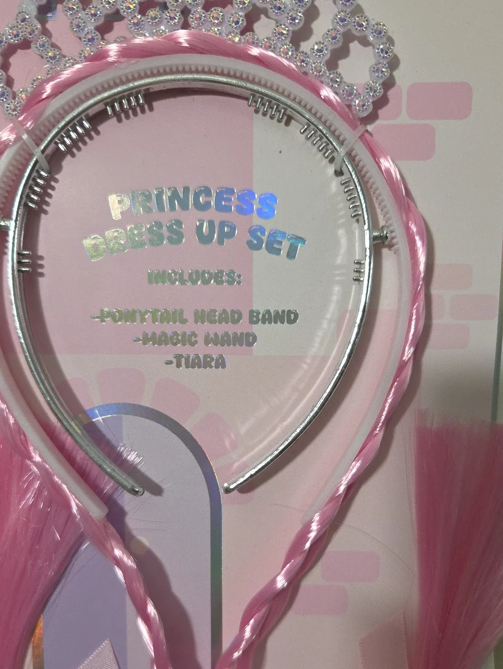 Danbar- Princess Dress Up Set - Pink Tiara, Wand & Hair Accessories